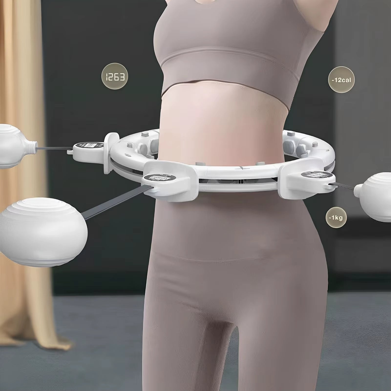 Smart Weighted Fitness Hu La Hoop Fitness Massage Exercise Circle with Ball and Counter for Adults Weight Loss